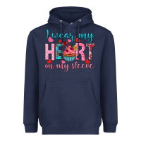 Navy i wear my heart on my sleeve Heavyweight Hoodie - NancyCooperArtShop