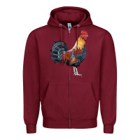 Burgundy New Hampshire Red Rooster Zipper Hoodie - LillyAllenDesigns