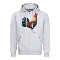Heather Grey New Hampshire Red Rooster Zipper Hoodie - LillyAllenDesigns