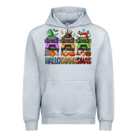 Heather Grey hallothanksmas school bus Urban Hoodie - texasbilliewilder