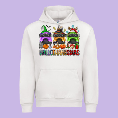 Hallothanksmas School Bus Urban Hoodie Designed By Texasbilliewilder