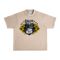 French Oak back the blue Urban Heavy Tee - CowhideDigitalArt