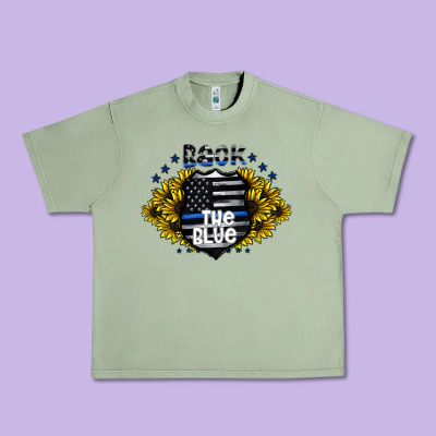 Back The Blue Urban Heavy Tee Designed By Cowhidedigitalart