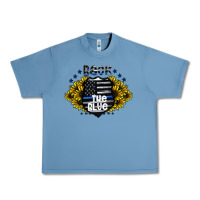 Pebble Blue back the blue Urban Heavy Tee - CowhideDigitalArt