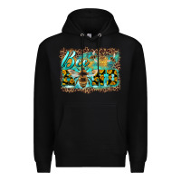 Black bee kind with sunflower and leopard background Premium Hoodie - Artiststas