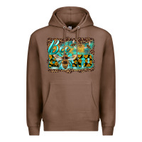 Chestnut bee kind with sunflower and leopard background Premium Hoodie - Artiststas
