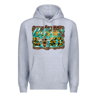 Heather Grey bee kind with sunflower and leopard background Premium Hoodie - Artiststas