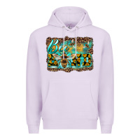 Lilac bee kind with sunflower and leopard background Premium Hoodie - Artiststas