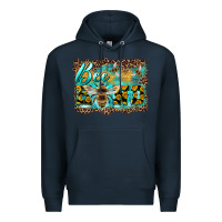 Navy bee kind with sunflower and leopard background Premium Hoodie - Artiststas
