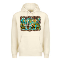 Sandshell bee kind with sunflower and leopard background Premium Hoodie - Artiststas