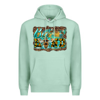 Seafoam bee kind with sunflower and leopard background Premium Hoodie - Artiststas