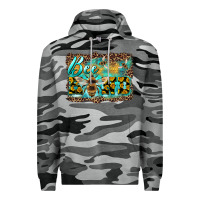 Slate Camo bee kind with sunflower and leopard background Premium Hoodie - Artiststas