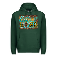 Sports Green bee kind with sunflower and leopard background Premium Hoodie - Artiststas