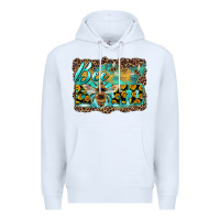 White bee kind with sunflower and leopard background Premium Hoodie - Artiststas