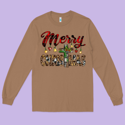 Merry Christmas Long Sleeve Tee Designed By Jahusdesignshop