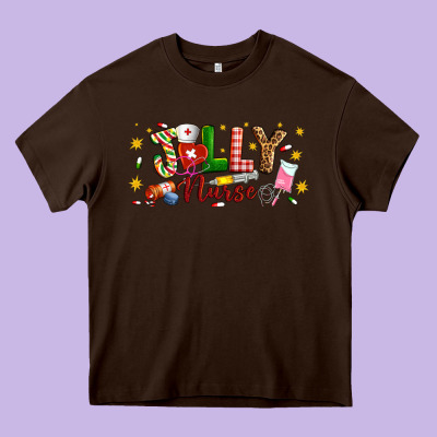 Christmas Jolly Nurse Heavy Core Tee Designed By Artiststas