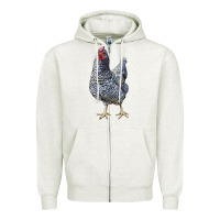 Oatmeal Heather Dominique Chicken Zipper Hoodie - LillyAllenDesigns