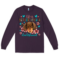 Plum life is better with a dachshund Long Sleeve Tee - Jasminsmagicworld