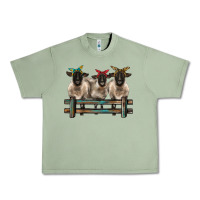 Oil Green 3 sheeps suffolk ewe with bandanas and fence Urban Heavy Tee - BarkalooDesign