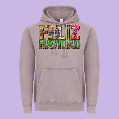 Feliz Navidad With Pattern Vintage Hoodie Designed By Texasbilliewilder