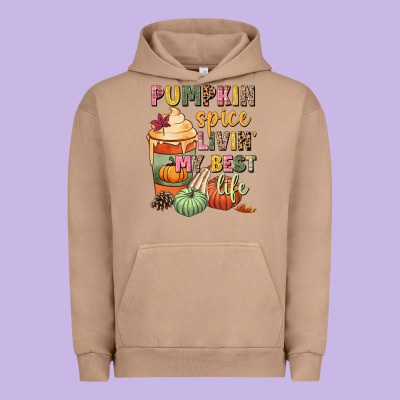 Pumpkin Spice Livin' My Best Life Urban Hoodie Designed By Nancycooperartshop