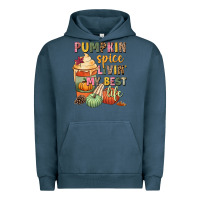 Pigment Midnight Navy Pumpkin spice livin' my best life Urban Hoodie - NancyCooperArtShop