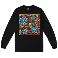 Black 4th of july turquoise gemstone seamless pattern Long Sleeve Tee - BundleAndBundleShop