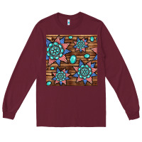 Burgundy 4th of july turquoise gemstone seamless pattern Long Sleeve Tee - BundleAndBundleShop