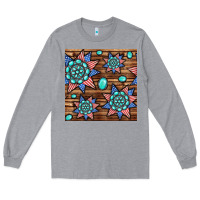 Heather Grey 4th of july turquoise gemstone seamless pattern Long Sleeve Tee - BundleAndBundleShop