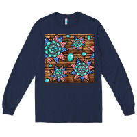 Navy 4th of july turquoise gemstone seamless pattern Long Sleeve Tee - BundleAndBundleShop