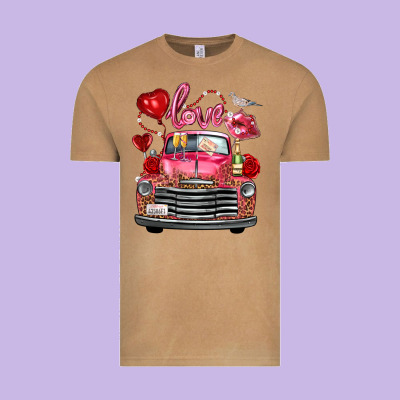 Valentine's Day Truck Love Bird Letter Vintage Tee Designed By Fadigitalartstudio
