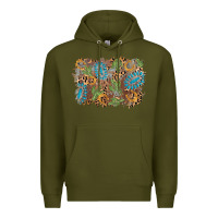 Army Green horseshoe leopard gemstone cactus background Premium Hoodie - AdoDesignShop