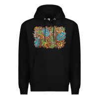 Black horseshoe leopard gemstone cactus background Premium Hoodie - AdoDesignShop