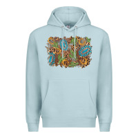 Blue Mist horseshoe leopard gemstone cactus background Premium Hoodie - AdoDesignShop