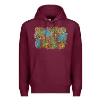 Burgundy horseshoe leopard gemstone cactus background Premium Hoodie - AdoDesignShop