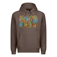 Coffee horseshoe leopard gemstone cactus background Premium Hoodie - AdoDesignShop