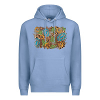 Colony Blue horseshoe leopard gemstone cactus background Premium Hoodie - AdoDesignShop
