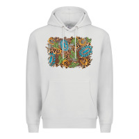 Dove Grey horseshoe leopard gemstone cactus background Premium Hoodie - AdoDesignShop