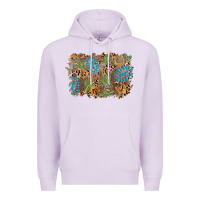 Lilac horseshoe leopard gemstone cactus background Premium Hoodie - AdoDesignShop