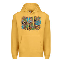 Mustard horseshoe leopard gemstone cactus background Premium Hoodie - AdoDesignShop