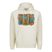 Oatmeal Heather horseshoe leopard gemstone cactus background Premium Hoodie - AdoDesignShop