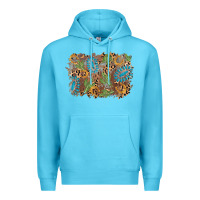 Ocean Blue horseshoe leopard gemstone cactus background Premium Hoodie - AdoDesignShop