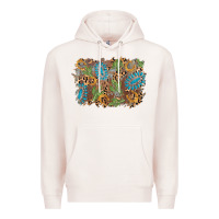 Pale Pink horseshoe leopard gemstone cactus background Premium Hoodie - AdoDesignShop
