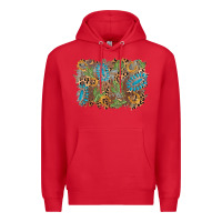 Red horseshoe leopard gemstone cactus background Premium Hoodie - AdoDesignShop