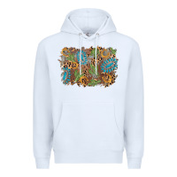 White horseshoe leopard gemstone cactus background Premium Hoodie - AdoDesignShop