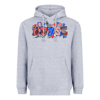 Heather Grey 4th of july nurse Heavyweight Hoodie - NancyCooperArtShop