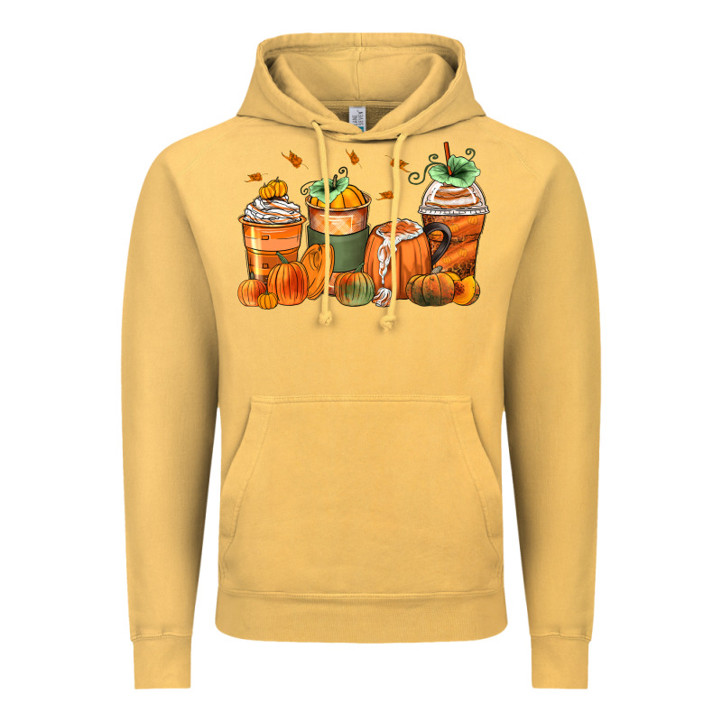 Pumpkins Coffee Cups Vintage Hoodie by Zillion Design Studio | Teevron