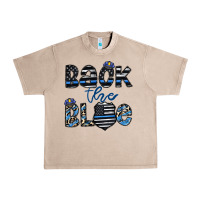 French Oak back the blue1 Urban Heavy Tee - CowhideDigitalArt