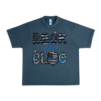 Midnight Navy back the blue1 Urban Heavy Tee - CowhideDigitalArt