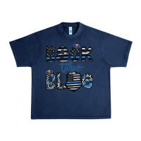 Navy back the blue1 Urban Heavy Tee - CowhideDigitalArt